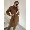Šaty pletené svetr prodloužený s rolákem dámské (S/M ONE SIZE) ITALSKÁ MÓDA IMD20741/DR (Velikost S/M/L, Barva tmavě béžová)