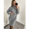Šaty pletené svetr prodloužený s rolákem dámské (S/M ONE SIZE) ITALSKÁ MÓDA IMD20741/DR (Velikost S/M/L, Barva tmavě béžová)