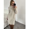 Šaty pletené svetr prodloužený s rolákem dámské (S/M ONE SIZE) ITALSKÁ MÓDA IMD20741/DR (Velikost S/M/L, Barva tmavě béžová)