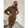 Šaty pletené svetr prodloužený s rolákem dámské (S/M ONE SIZE) ITALSKÁ MÓDA IMD20741/DR (Velikost S/M/L, Barva tmavě béžová)