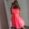 Šaty šifonové krátké letní na ramínka dámské (S/M ONE SIZE) ITALSKÁ MÓDA IMD21424/DR (Velikost S/M/L, Barva bílá)