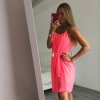 Šaty šifonové krátké letní na ramínka dámské (S/M ONE SIZE) ITALSKÁ MÓDA IMD21424/DR (Velikost S/M/L, Barva bílá)