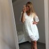 Šaty krajkové dlouhý rukáv dámské (S/M ONE SIZE) ITALSKÁ MÓDA IM4211028/V/DR (Velikost S/M/L, Barva bílá)