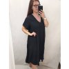Šaty maxi letní dlouhé krátký rukáv dámské (3XL/4XL ONE SIZE) ITALSKá MODA IMS21024/DR (Velikost 3XL/4XL, Barva Černá)