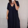 Šaty maxi letní dlouhé krátký rukáv dámské (3XL/4XL ONE SIZE) ITALSKá MODA IMS21024/DR (Velikost 3XL/4XL, Barva Černá)