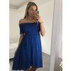 Šaty carmen přes ramena letní  dámské (S/M ONE SIZE) ITALSKÁ MÓDA IMM22U5368/DR (Velikost S/M/L, Barva modrá královská)