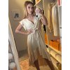 Šaty elegantní  letní bez rukávu dámské (S/M ONE SIZE) ITALSKÁ MÓDA IMD22323/DR (Velikost S/M/L, Barva béžová)