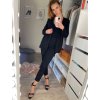 Souprava/komplet elegantní sako a kalhoty dámská (S/M ONE SIZE) ITALSKÁ MÓDA IMD22473/DR (Velikost S/M/L, Barva Černá)