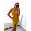 Šaty elegantní mini na ramínka dámské (S/M ONE SIZE) ITALSKÁ MÓDA IM322105/DR (Velikost S/M/L, Barva tmavě béžová)