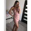 Šaty elegantní mini na ramínka dámské (S/M ONE SIZE) ITALSKÁ MÓDA IM322105/DR (Velikost S/M/L, Barva tmavě béžová)