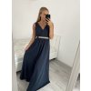 Šaty dlouhé na ramínka společenské elegantní plesové s páskem dámské (S/M ONE SIZE) ITALSKÁ MÓDA IMM22Q52228/DR (Velikost S/M/L, Barva růžová světlá)