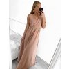Šaty dlouhé na ramínka společenské elegantní plesové s páskem dámské (S/M ONE SIZE) ITALSKÁ MÓDA IMM22Q52228/DR (Velikost S/M/L, Barva růžová světlá)