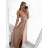 Šaty dlouhé na ramínka společenské elegantní plesové s páskem dámské (S/M ONE SIZE) ITALSKÁ MÓDA IMM22Q52228/DR (Velikost S/M/L, Barva růžová světlá)