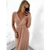 Šaty dlouhé na ramínka společenské elegantní plesové s páskem dámské (S/M ONE SIZE) ITALSKÁ MÓDA IMM22Q52228/DR (Velikost S/M/L, Barva růžová světlá)