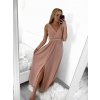 Šaty dlouhé na ramínka společenské elegantní plesové s páskem dámské (S/M ONE SIZE) ITALSKÁ MÓDA IMM22Q52228/DR (Velikost S/M/L, Barva růžová světlá)