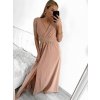 Šaty dlouhé na ramínka společenské elegantní plesové s páskem dámské (S/M ONE SIZE) ITALSKÁ MÓDA IMM22Q52228/DR (Velikost S/M/L, Barva růžová světlá)