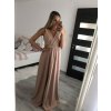 Šaty dlouhé na ramínka společenské elegantní plesové s páskem dámské (S/M ONE SIZE) ITALSKÁ MÓDA IMM22Q52228/DR (Velikost S/M/L, Barva růžová světlá)