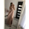 Šaty dlouhé na ramínka společenské elegantní plesové s páskem dámské (S/M ONE SIZE) ITALSKÁ MÓDA IMM22Q52228/DR (Velikost S/M/L, Barva růžová světlá)