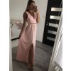 Šaty dlouhé na ramínka společenské elegantní plesové s páskem dámské (S/M ONE SIZE) ITALSKÁ MÓDA IMM22Q52228/DR (Velikost S/M/L, Barva růžová světlá)