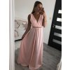Šaty dlouhé na ramínka společenské elegantní plesové s páskem dámské (S/M ONE SIZE) ITALSKÁ MÓDA IMM22Q52228/DR (Velikost S/M/L, Barva růžová světlá)