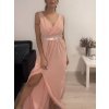 Šaty dlouhé na ramínka společenské elegantní plesové s páskem dámské (S/M ONE SIZE) ITALSKÁ MÓDA IMM22Q52228/DR (Velikost S/M/L, Barva růžová světlá)
