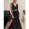 Šaty dlouhé na ramínka společenské elegantní plesové s páskem dámské (S/M ONE SIZE) ITALSKÁ MÓDA IMM22Q52228/DR (Velikost S/M/L, Barva růžová světlá)