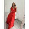 Šaty dlouhé na ramínka společenské elegantní plesové s páskem dámské (S/M ONE SIZE) ITALSKÁ MÓDA IMM22Q52228/DR (Velikost S/M/L, Barva růžová světlá)