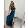 Šaty dlouhé na ramínka společenské elegantní plesové s páskem dámské (S/M ONE SIZE) ITALSKÁ MÓDA IMM22Q52228/DR (Velikost S/M/L, Barva růžová světlá)
