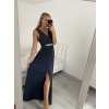 Šaty dlouhé na ramínka společenské elegantní plesové s páskem dámské (S/M ONE SIZE) ITALSKÁ MÓDA IMM22Q52228/DR (Velikost S/M/L, Barva růžová světlá)