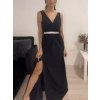 Šaty dlouhé na ramínka společenské elegantní plesové s páskem dámské (S/M ONE SIZE) ITALSKÁ MÓDA IMM22Q52228/DR (Velikost S/M/L, Barva růžová světlá)