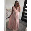 Šaty dlouhé na ramínka společenské elegantní plesové s páskem dámské (S/M ONE SIZE) ITALSKÁ MÓDA IMM22Q52228/DR (Velikost S/M/L, Barva růžová světlá)