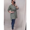 Tunika košilová s páskem dlouhý rukáv dámská nadrozměr (2XL/3XL ONE SIZE) ITALSKá MóDA IM422083/DR