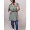 Tunika košilová s páskem dlouhý rukáv dámská nadrozměr (2XL/3XL ONE SIZE) ITALSKá MóDA IM422083/DR