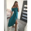 Šaty carmen dlouhé letní přes ramena dámské (S/M ONE SIZE) ITALSKÁ MÓDA IMM22399/DUR (Velikost S/M/L, Barva modrá)