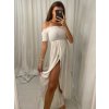 Šaty carmen dlouhé letní přes ramena dámské (S/M ONE SIZE) ITALSKÁ MÓDA IMM22399/DUR (Velikost S/M/L, Barva modrá)