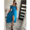 Šaty carmen dlouhé letní přes ramena dámské (S/M ONE SIZE) ITALSKÁ MÓDA IMM22399/DUR (Velikost S/M/L, Barva modrá)