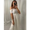 Šaty carmen dlouhé letní přes ramena dámské (S/M ONE SIZE) ITALSKÁ MÓDA IMM22399/DUR (Velikost S/M/L, Barva modrá)