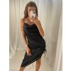 Šaty dlouhé letní saténové na ramínka dámské (S/M ONE SIZE) ITALSKÁ MÓDA IMWB222457 (Velikost S/M/L, Barva Černá)