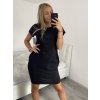 Šaty klasik s logem krátký rukáv dámské (S/M/L ONE SIZE) Italská Móda IM322047/DR (Velikost M/L, Barva zelená)