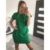 Šaty klasik s logem krátký rukáv dámské (S/M/L ONE SIZE) Italská Móda IM322047/DR (Velikost M/L, Barva zelená)