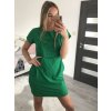Šaty klasik s logem krátký rukáv dámské (S/M/L ONE SIZE) Italská Móda IM322047/DR (Velikost M/L, Barva zelená)