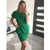 Šaty klasik s logem krátký rukáv dámské (S/M/L ONE SIZE) Italská Móda IM322047/DR (Velikost M/L, Barva zelená)