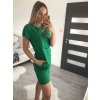 Šaty klasik s logem krátký rukáv dámské (S/M/L ONE SIZE) Italská Móda IM322047/DR (Velikost M/L, Barva zelená)