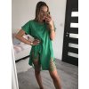 Šaty volnočasové bavlněné krátký rukáv dámská (M/L ONE SIZE) ITALSKÁ MÓDA IMD22560/DR (Velikost M/L, Barva zelená)