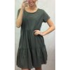 Šaty volnočasové krátký rukáv bavlněné dámské nadrozměr (M/L/XL ONE SIZE) ITALSKá MóDA IM322KLAUDIA/DR (Velikost S/M/L, Barva zelená khaki)
