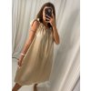 Šaty letní bez rukávu dámské (S/M ONE SIZE) ITALSKÁ MÓDA IMWB22045/DR (Velikost M/L, Barva béžová)