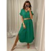Šaty letní s páskem krátký rukáv dámské (S/M/L ONE SIZE) ITALSKÁ MÓDA IMWA222563/DR