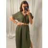 Šaty letní s páskem krátký rukáv dámské (S/M/L ONE SIZE) ITALSKÁ MÓDA IMWA222563/DR