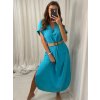 Šaty letní s páskem krátký rukáv dámské (S/M/L ONE SIZE) ITALSKÁ MÓDA IMWA222563/DR