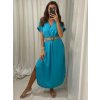 Šaty letní s páskem krátký rukáv dámské (S/M/L ONE SIZE) ITALSKÁ MÓDA IMWA222563/DR